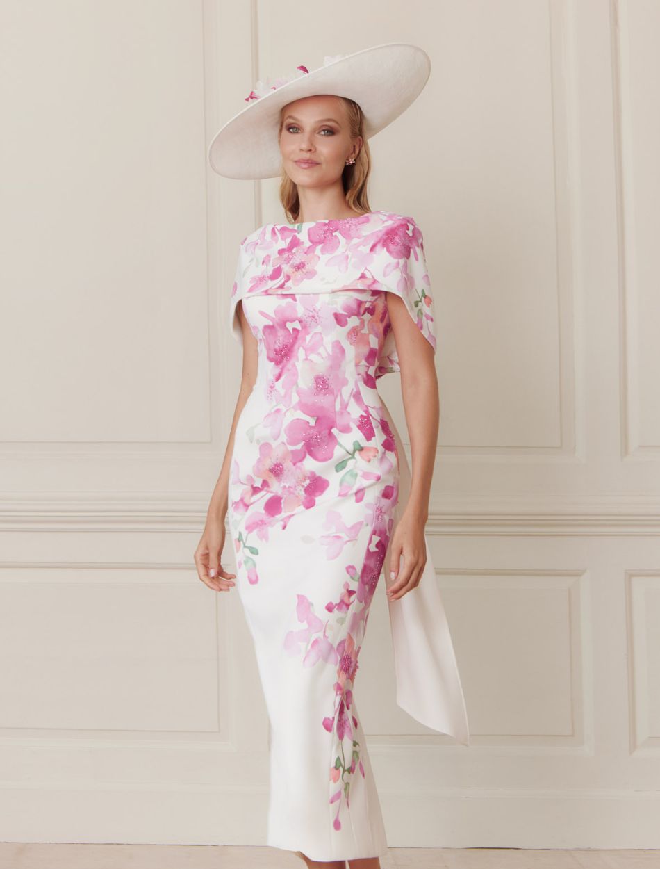 John Charles 66698 Petal Floral Cape Dress