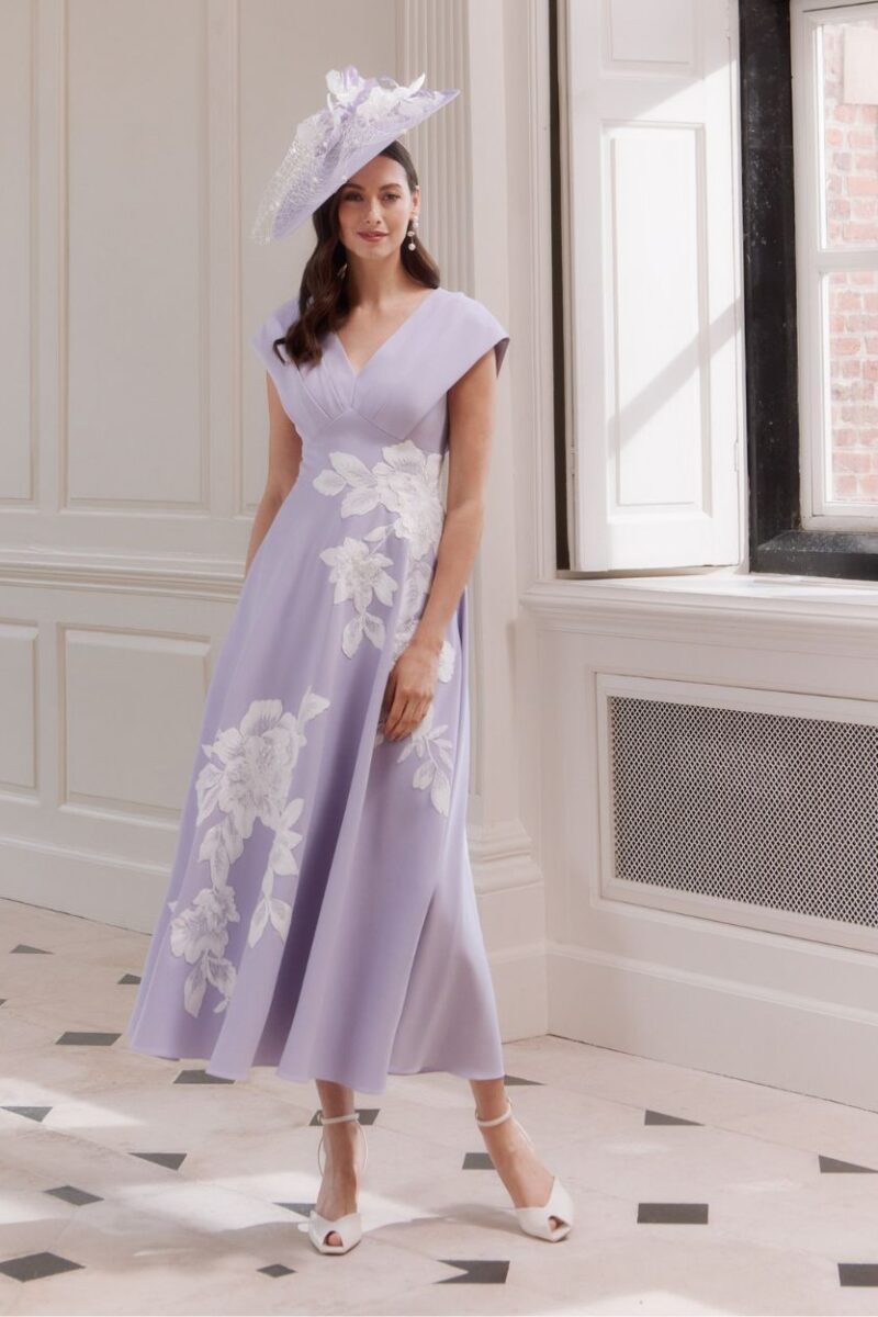 John Charles 66718 Lavender & Ivory Dress