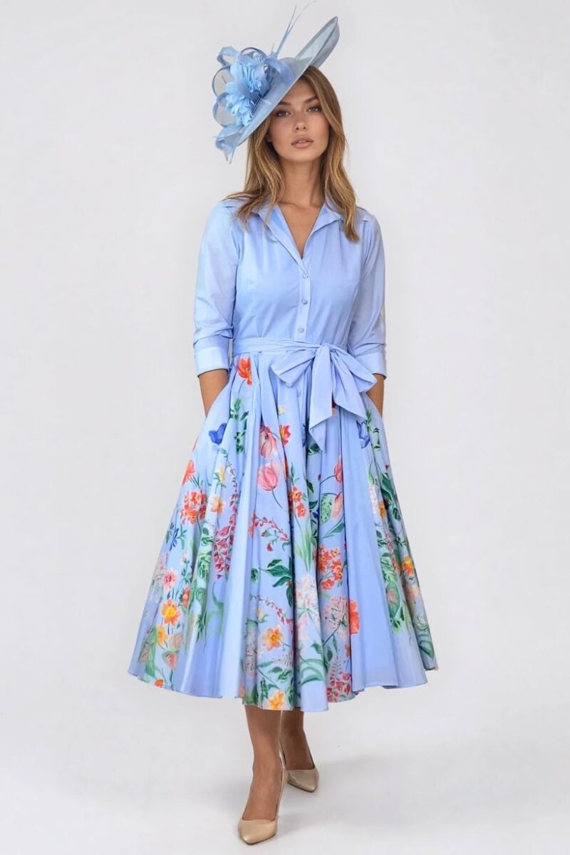Lavi Couture Spritz Botanico Celeste Dress