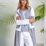 Naya White & Dove Longline Zip Jacket