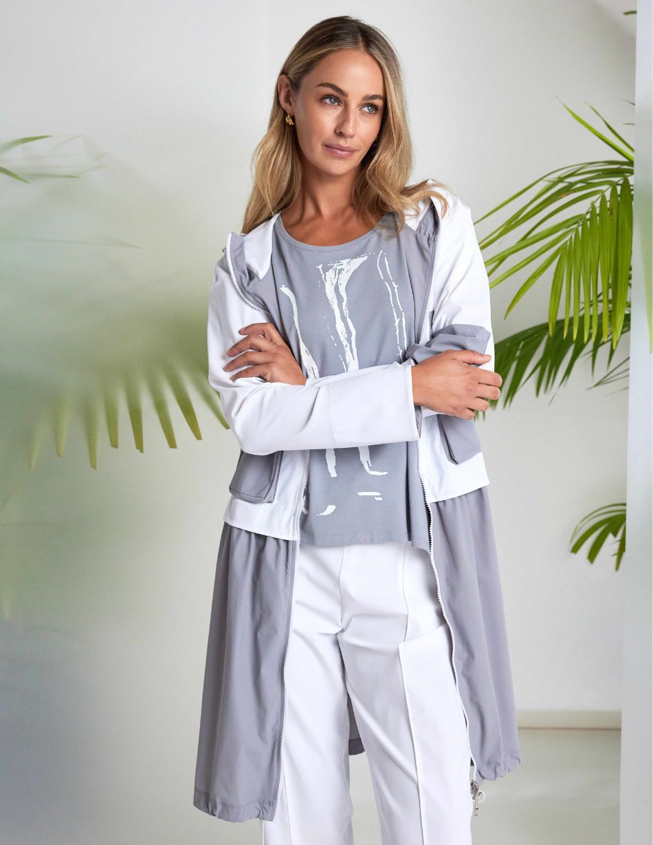 Naya White & Dove Longline Zip Jacket Naya White & Dove Longline Zip Jacket