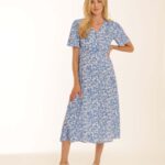 Pomdoro 52603 Blue pink Tea dress