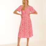 Pomdoro 52603 Ditsy pink Tea dress