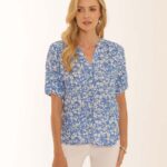 Pomodoro 52600 Ditsy Blue blouse