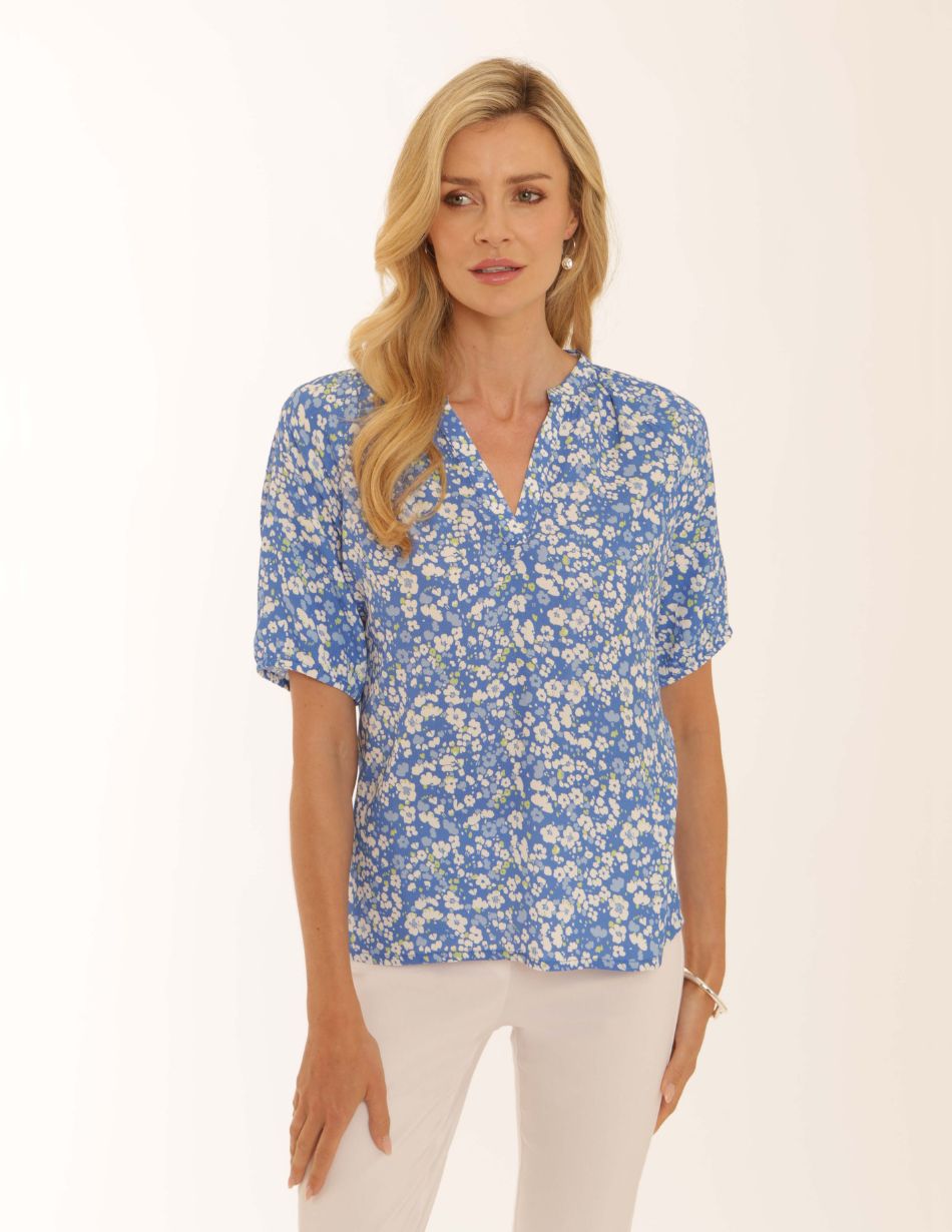 Pomodoro 52600 Ditsy Blue blouse