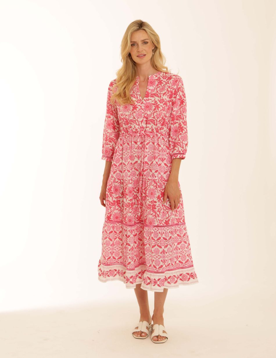 Pomodoro Pink Block Print Dress 72602