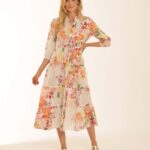 Pomodoro White Tiered Shirt Dress 62619