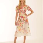 Pomodoro White Tropical Tea Dress 62618