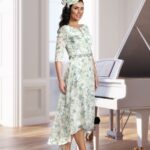 Veromia VO2091 Oyster Rose Print Dress