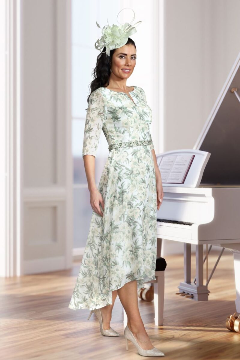 Veromia VO2091 Oyster Rose Print Dress