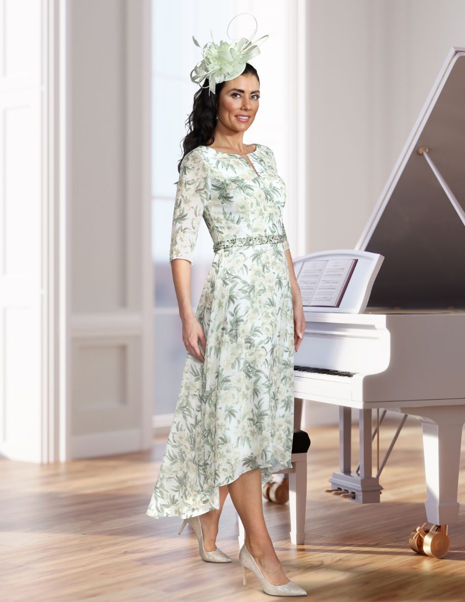 Veromia VO2091 Oyster Rose Print Dress Veromia VO2091 Oyster Rose Print Dress