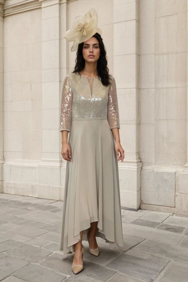 Veromia VO2936 Oyster Sequin Top Dress