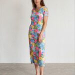Leo & Ugo Blue Floral Pleat Dress