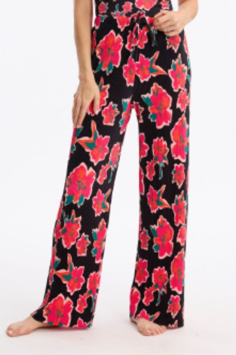 Leo & Ugo Black Flower Pleat Trouser