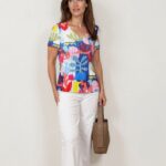Leo & Ugo Geo Blue Pleat Top