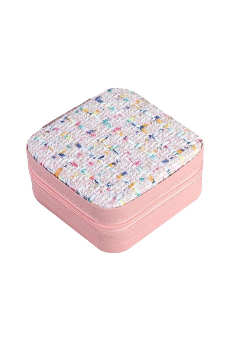 Baby pink tweed jewellery box