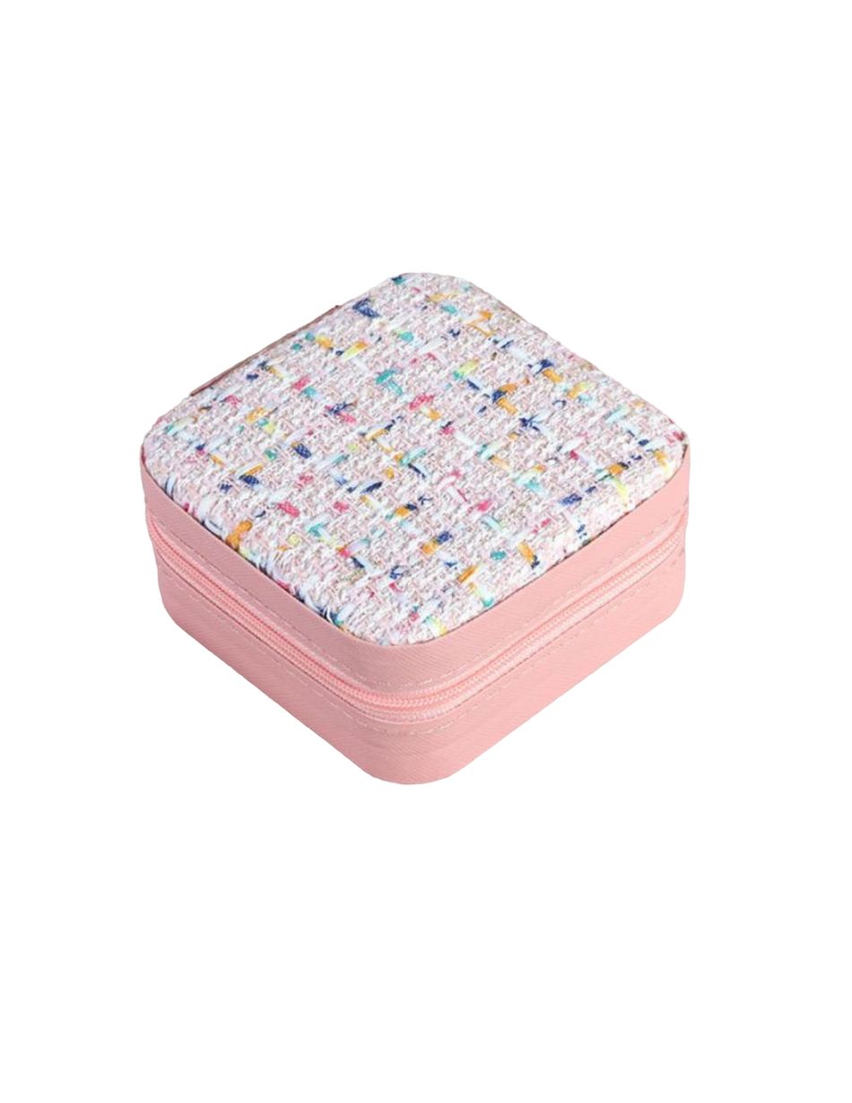 Baby pink tweed jewellery box