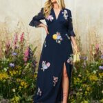 Hope & Ivy Kyra Navy Embroidered Dress 1