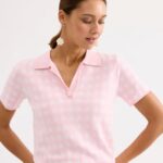 Leo & Ugo Gingham Pink Polo Knit Sweater