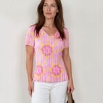 Leo & Ugo Pink Flower Pleat Top
