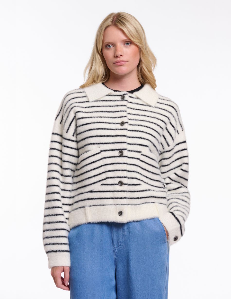 Rino & Pelle Bubbly Boxy Black & White Stripe Jacket Rino & Pelle Bubbly Boxy Black & White Stripe Jacket