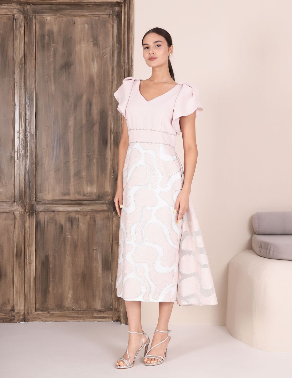 Lizabella 2323-17 Jacquard Blush Cape Dress Lizabella 2323-17 Jacquard Blush Cape Dress