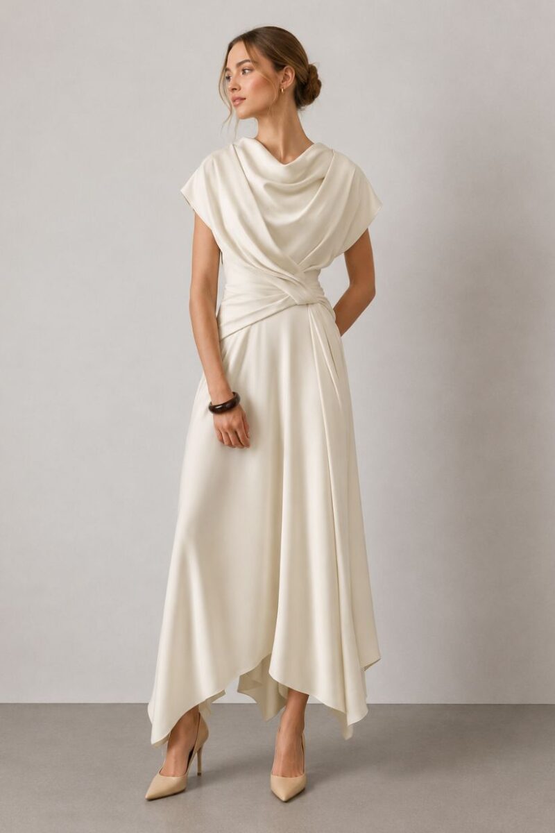 Maisonel ME3079 Pearl Cowl Neck Dress