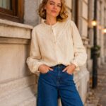 Aspiga Chevron Cream Cheesecloth Blouse