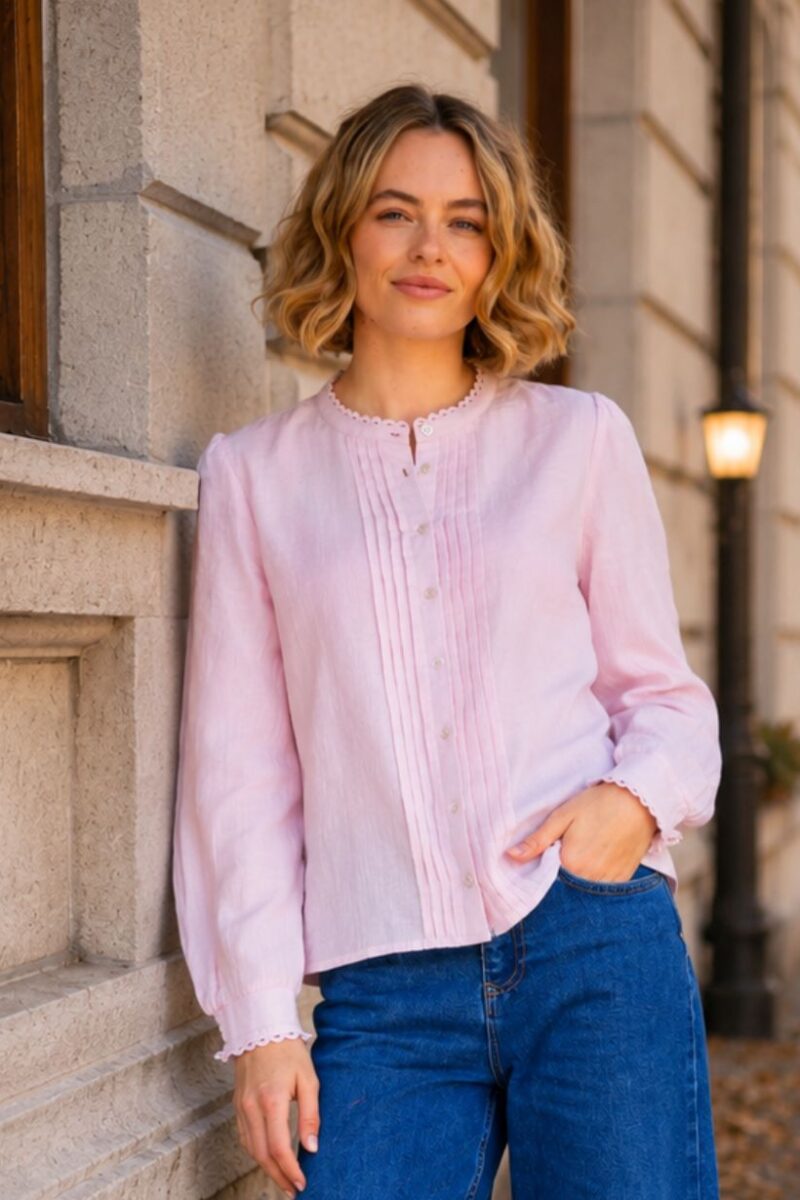 Aspiga Chevron PINK Cheesecloth Blouse