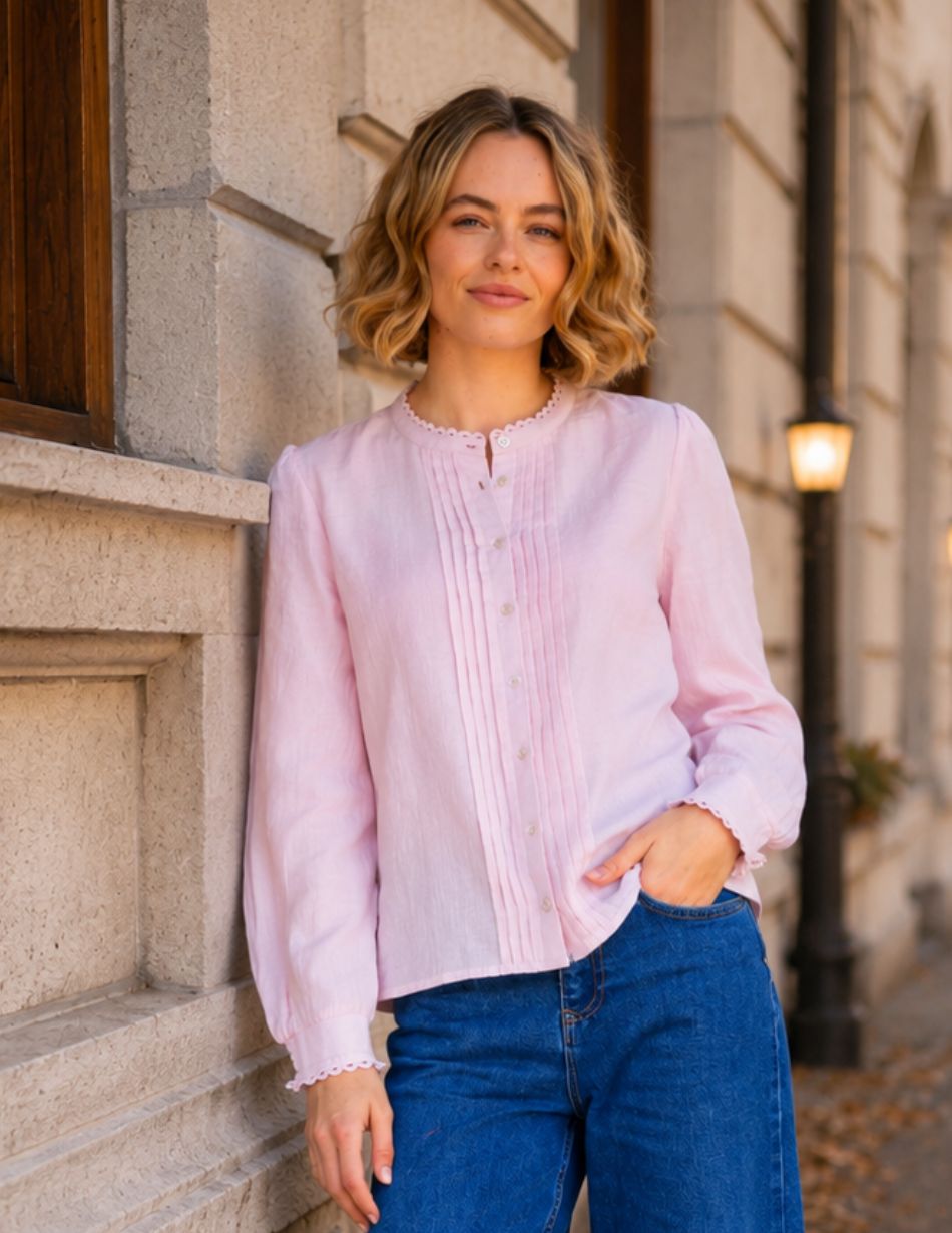 8 Aspiga Chevron PINK Cheesecloth Blouse