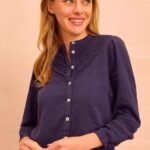 Aspiga Chevron Navy Cheesecloth Blouse