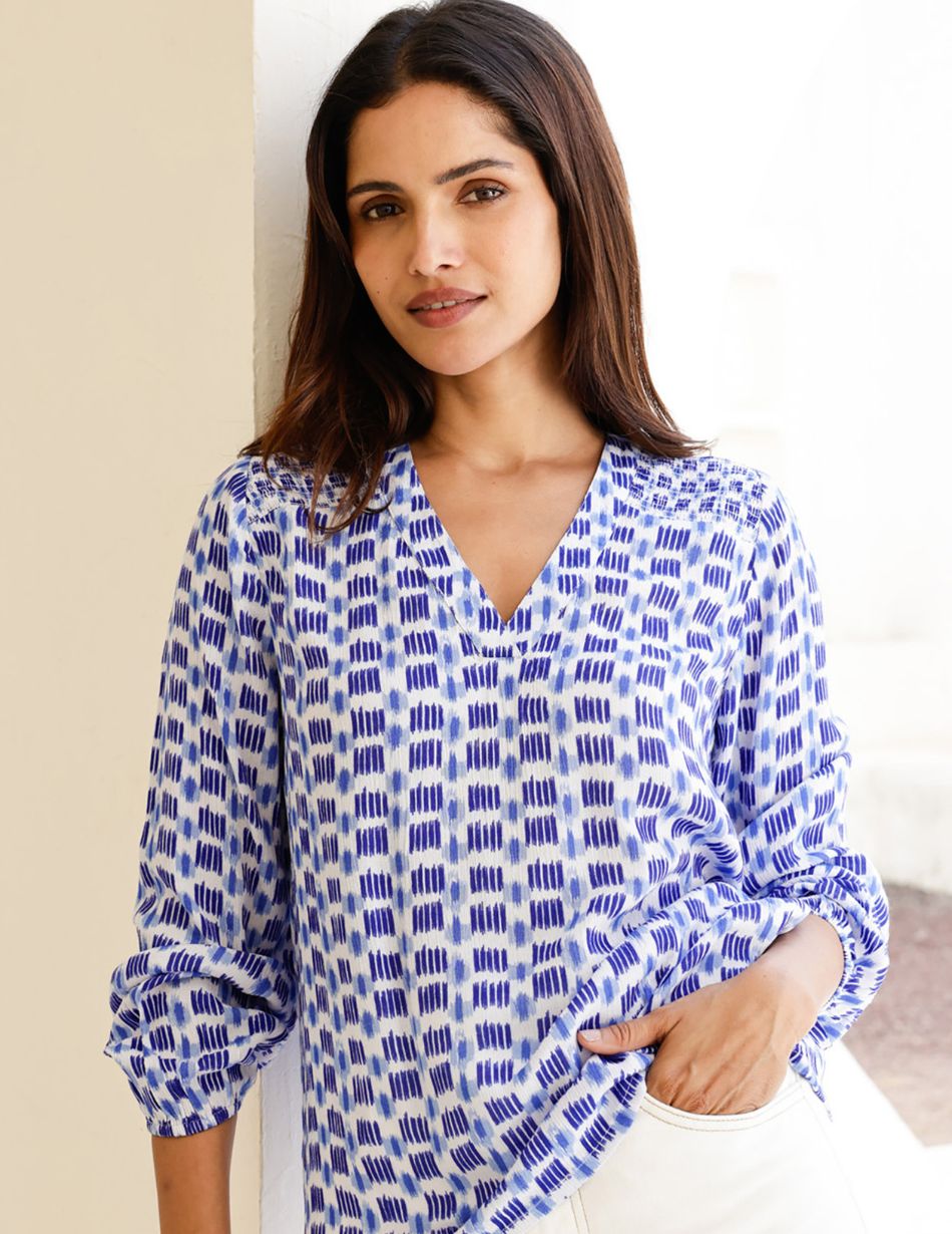 Aspiga Clea White & Blue Blouse