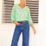 Aspiga Clea White & Green Blouse Full