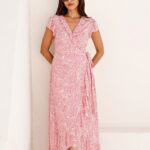 Aspiga Demi White & Pink Wrap Dress