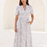 Aspiga Esha Ecru & Navy Cheesecloth Dress