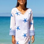 Aspiga Guadalupe White & Cobalt Tunic Detail
