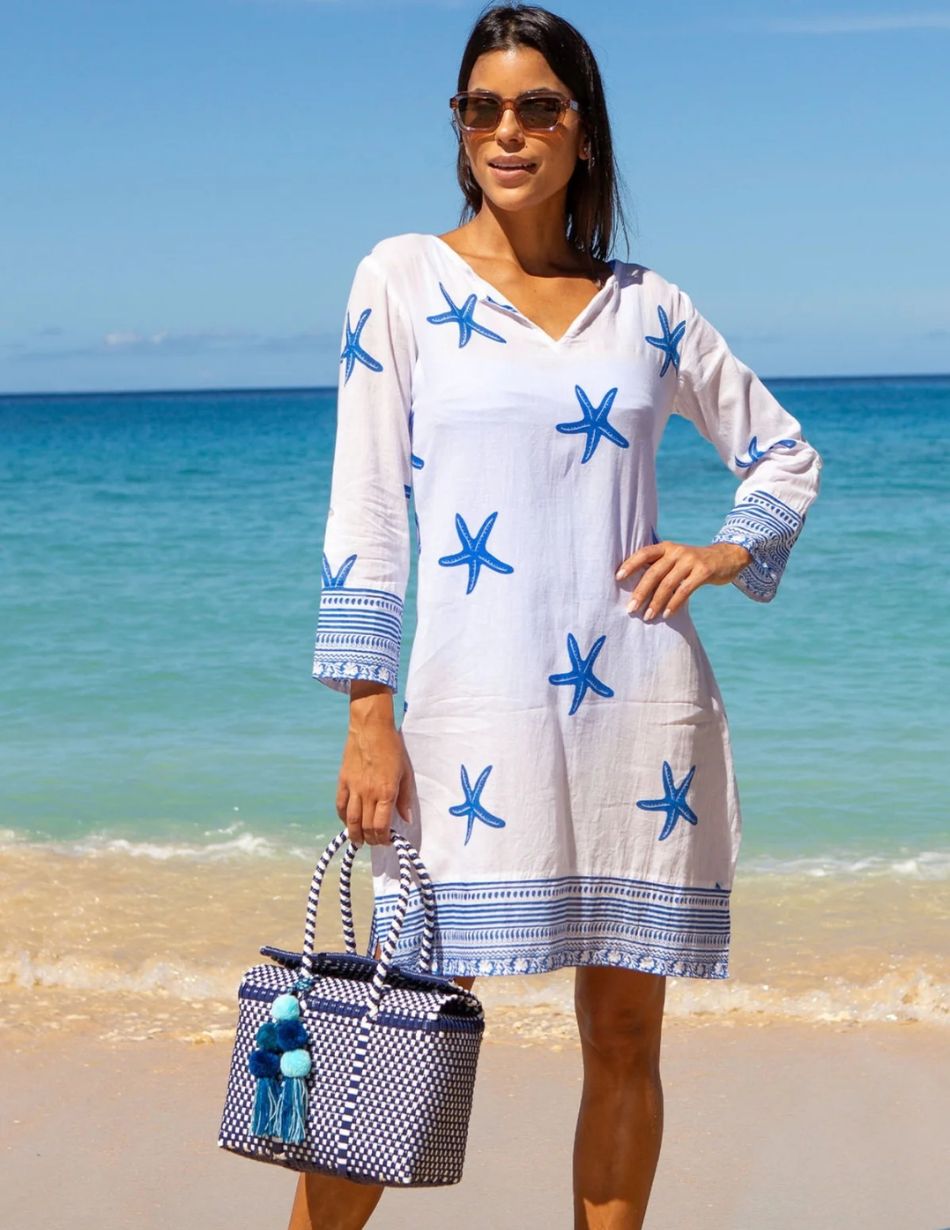 Aspiga Guadalupe White & Cobalt Tunic