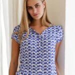 Aspiga Lisbon White & Blue Blouse Fr