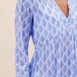 Aspiga Mykonos White & Blue Maxi Dress Detail