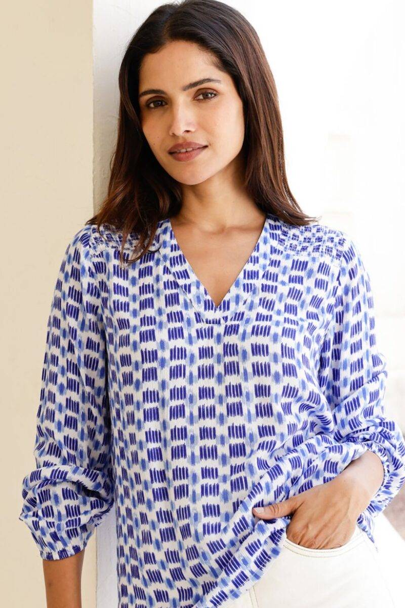 Aspiga Clea White & Blue Blouse