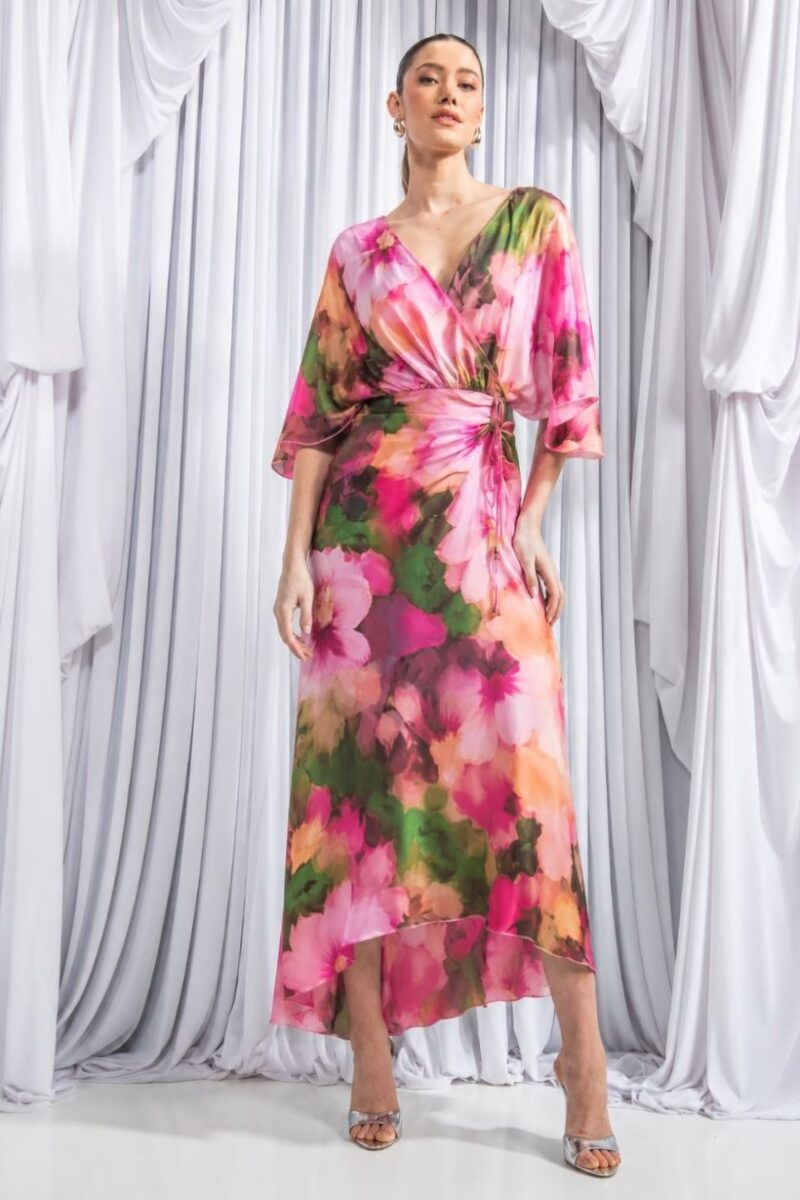 Eugenia Wrapover Fiorella Satin Dress
