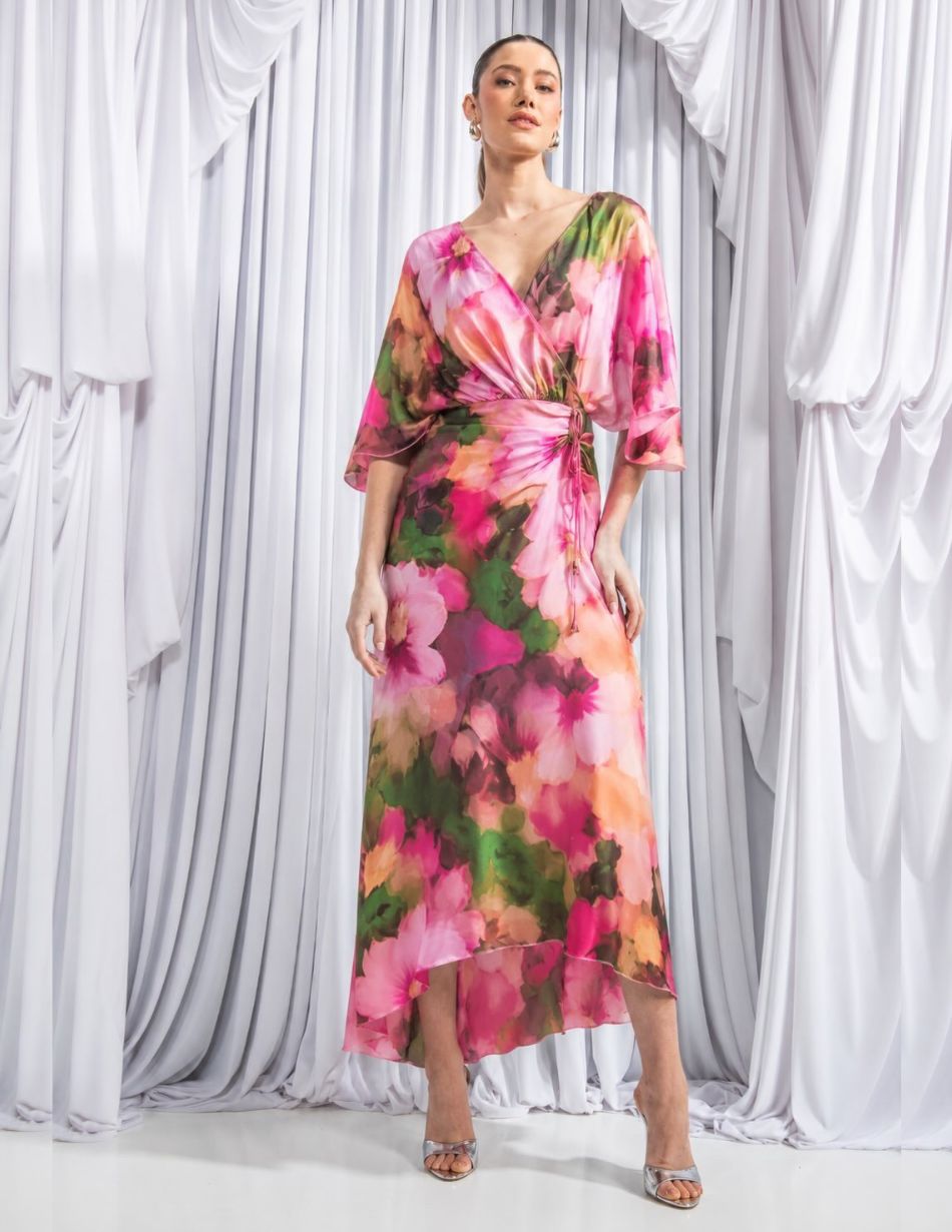 Eugenia Wrapover Fiorella Satin Dress