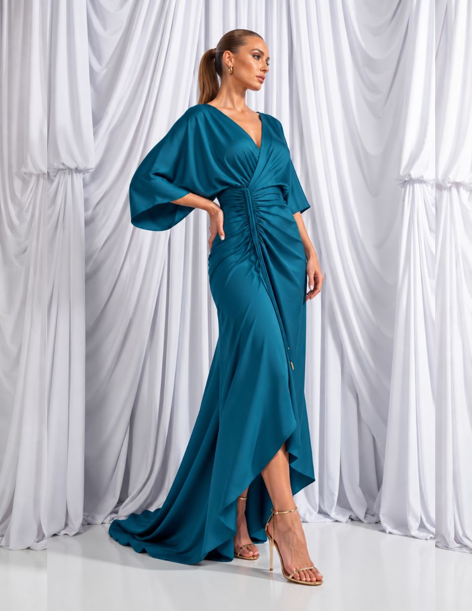 Kevan Jon Eugenia Teal Wrap Dress