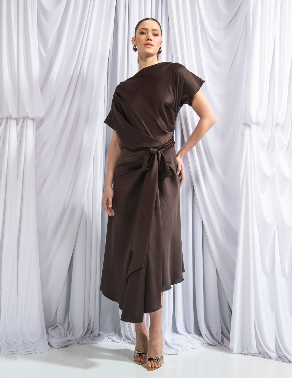 Kevan Jon Marcia Asym Cocoa Dress