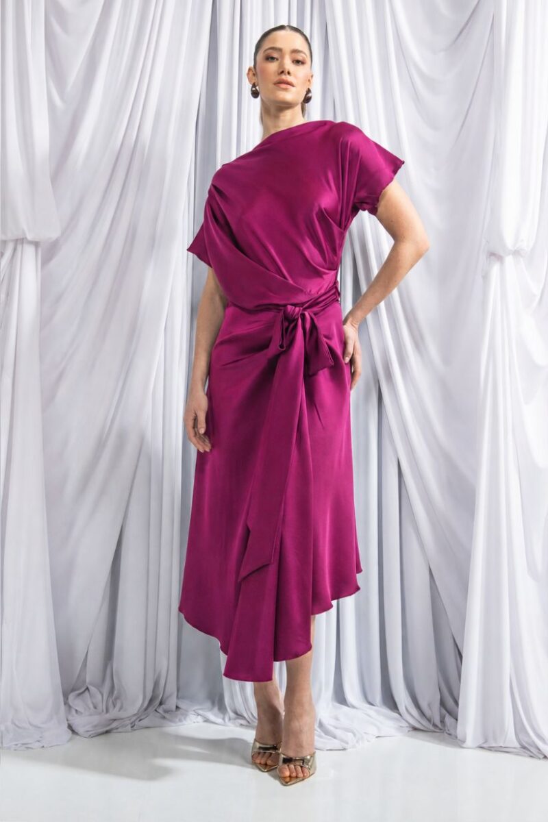 Kevan Jon Marcia Asym Dark Rose Dress
