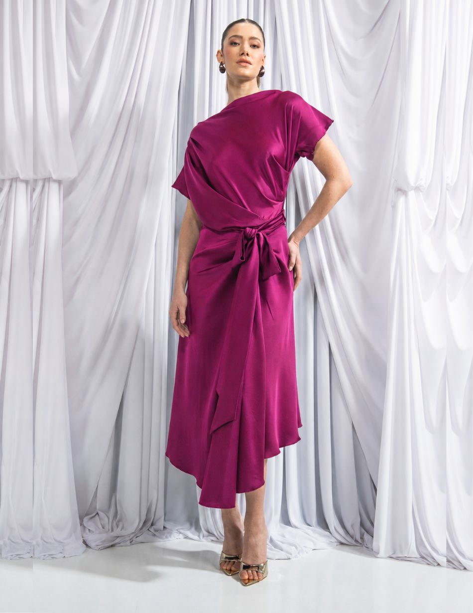 Kevan Jon Marcia Asym Dark Rose Dress