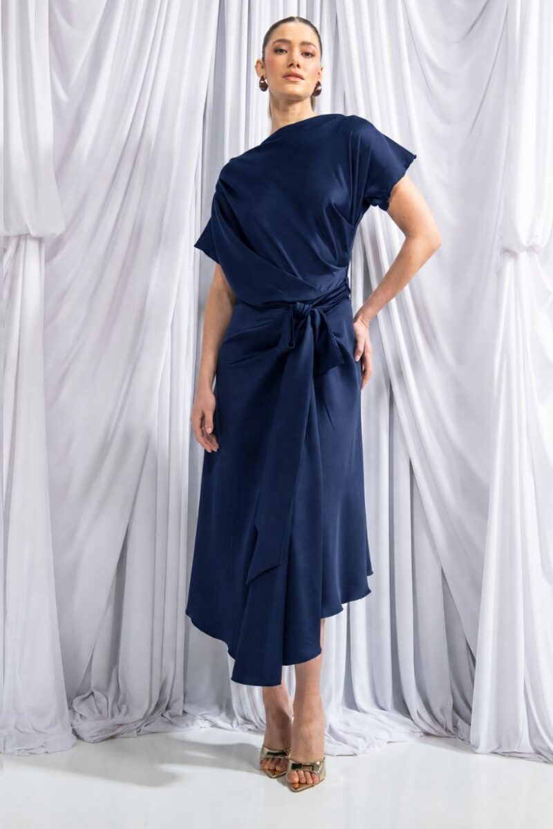 Kevan Jon Marcia Asym Navy Dress