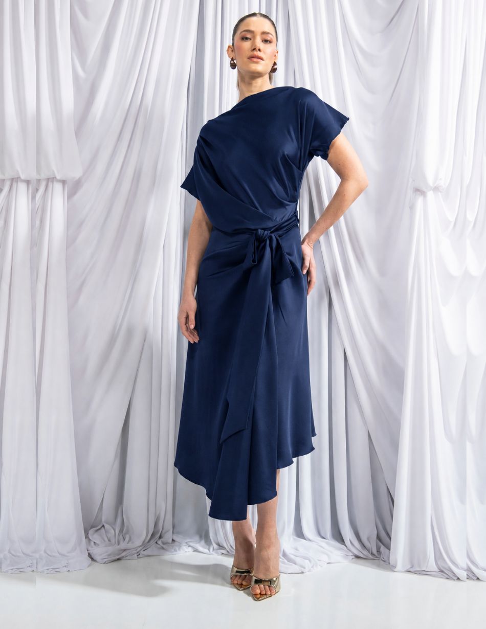 Kevan Jon Marcia Asym Navy Dress