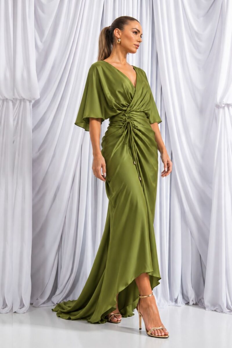 Kevan Jon Olive Eugenia Wrapover Dress