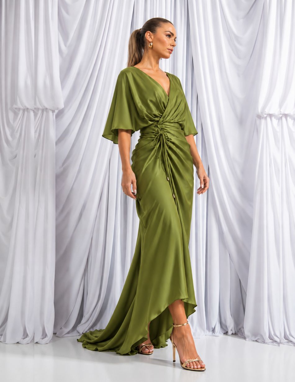 Kevan Jon Olive Eugenia Wrapover Dress
